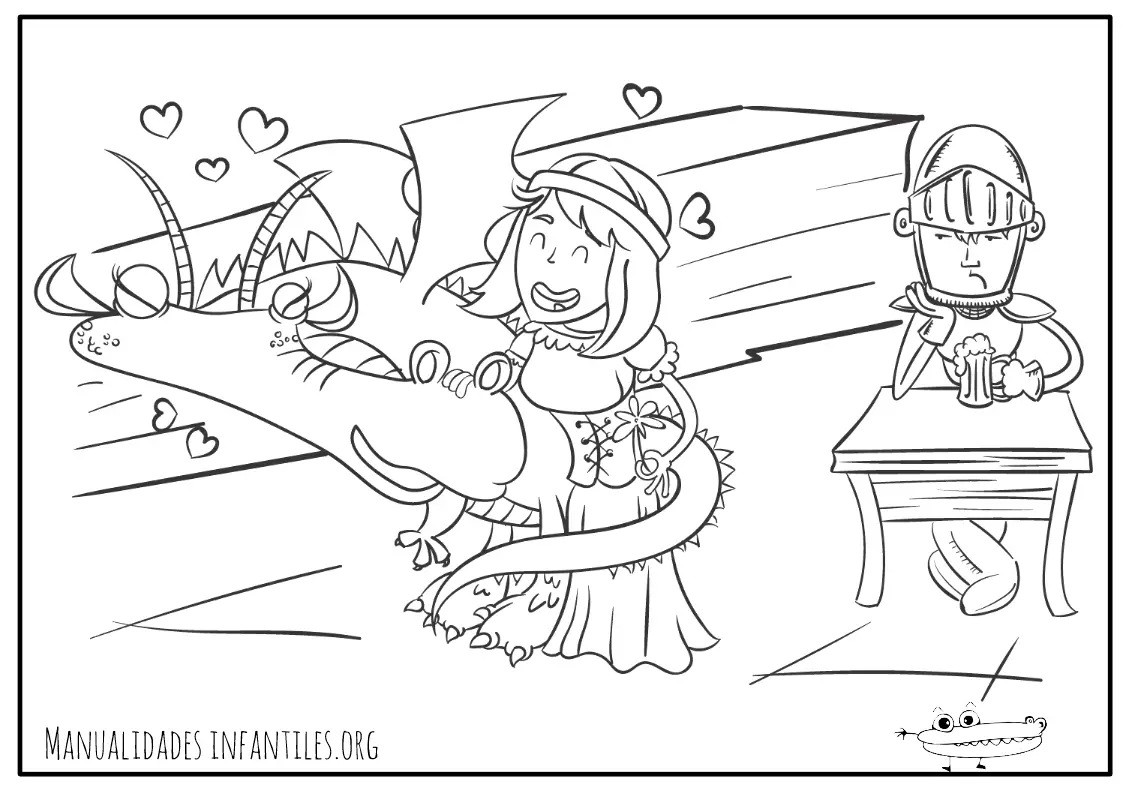 Dibujo de San Jorge la princesa y el Dragon