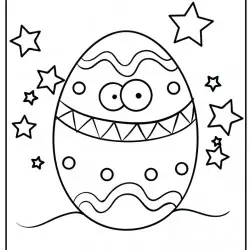 Dibujo de un huevo de Pascua con ojos
