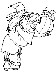 dibujo bruja con calabaza para colorear