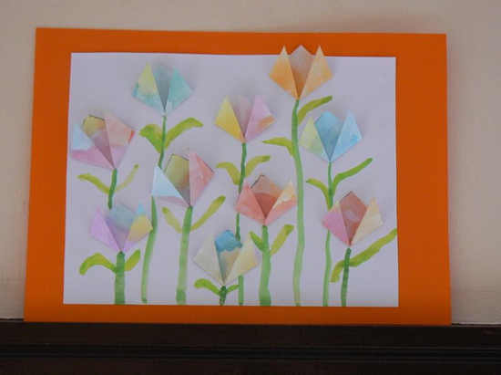 cuadro tulipanes origami