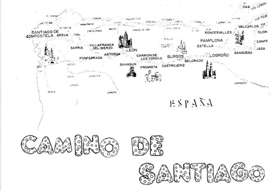mapa camino de santiago para colorear