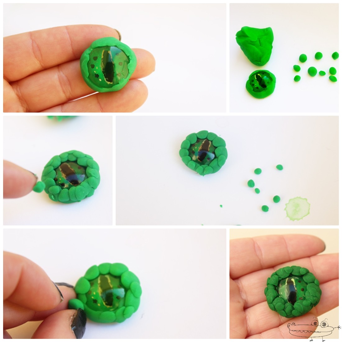 como hacer broche ojos de dragon