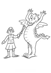sant jordi mata el drac para imprimir colorear