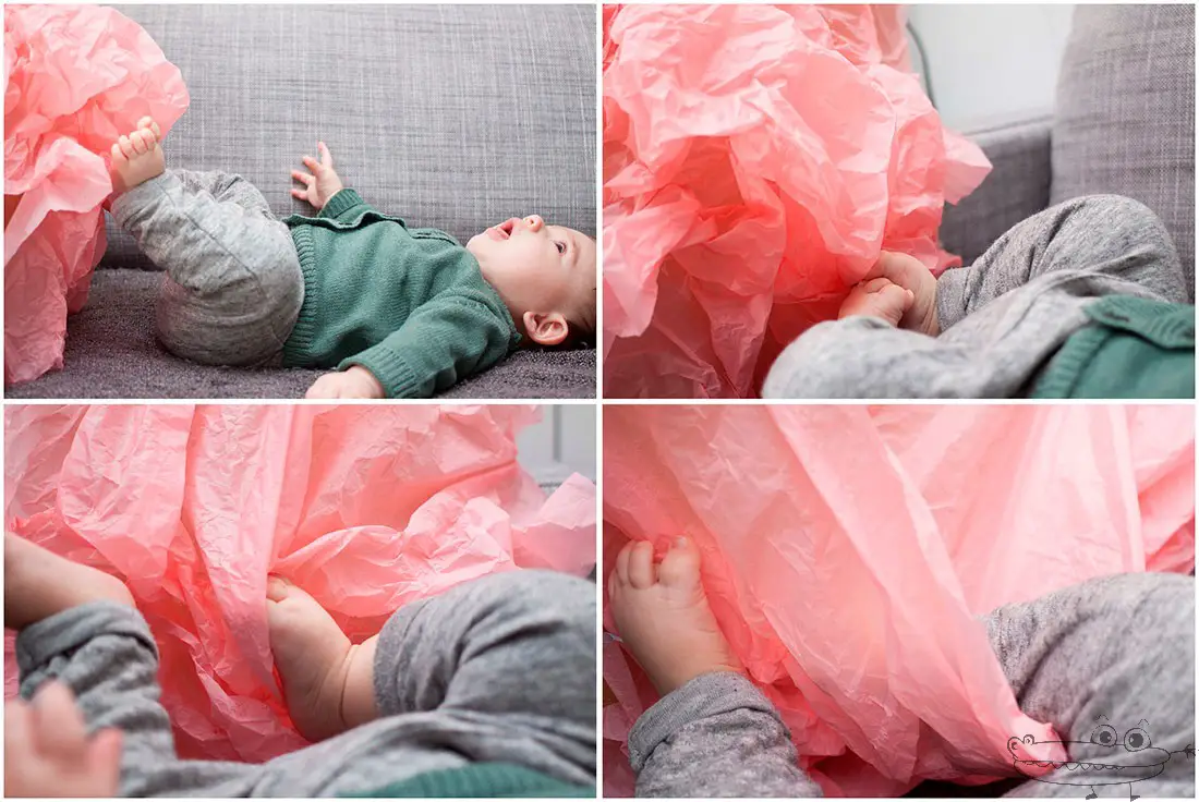 Actividad sensorial para bebe con papel