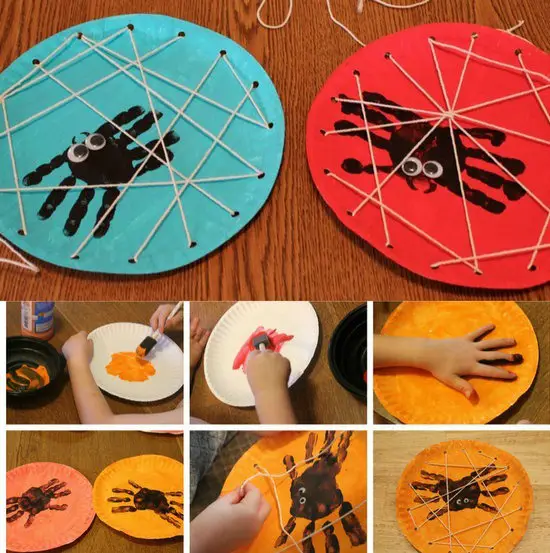 arañas con pintura de dedos
