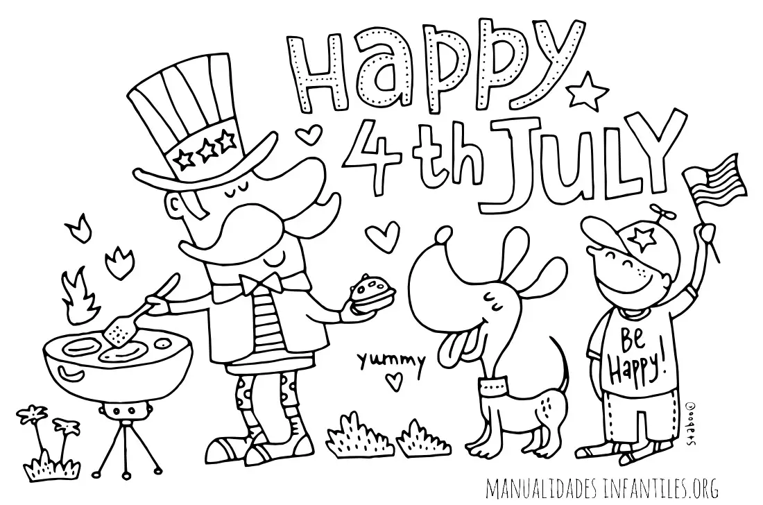 4th of july barbeque coloring pages