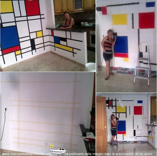 mural estilo mondrian