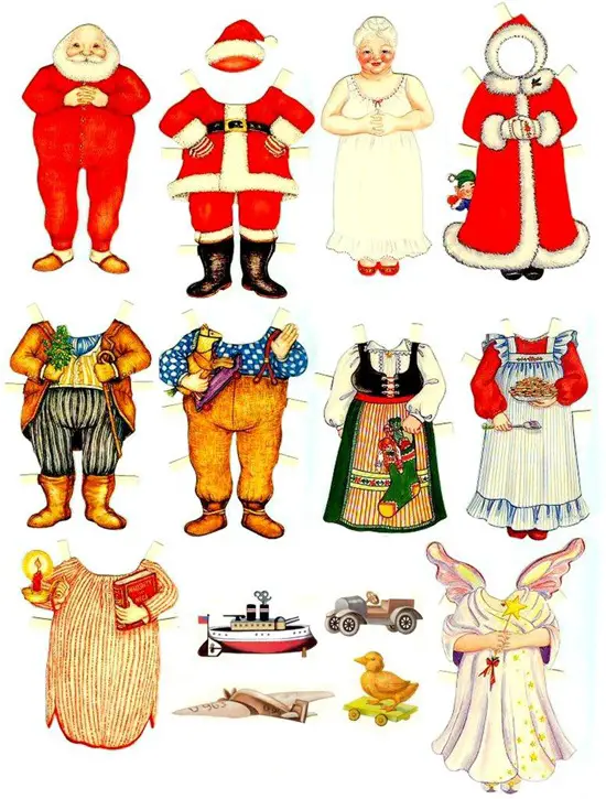 Muñecas recortables de Navidad