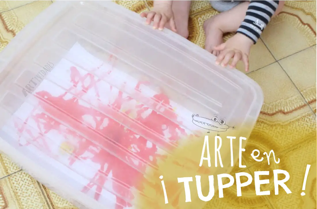 Actividad de arte en tupper para bebes