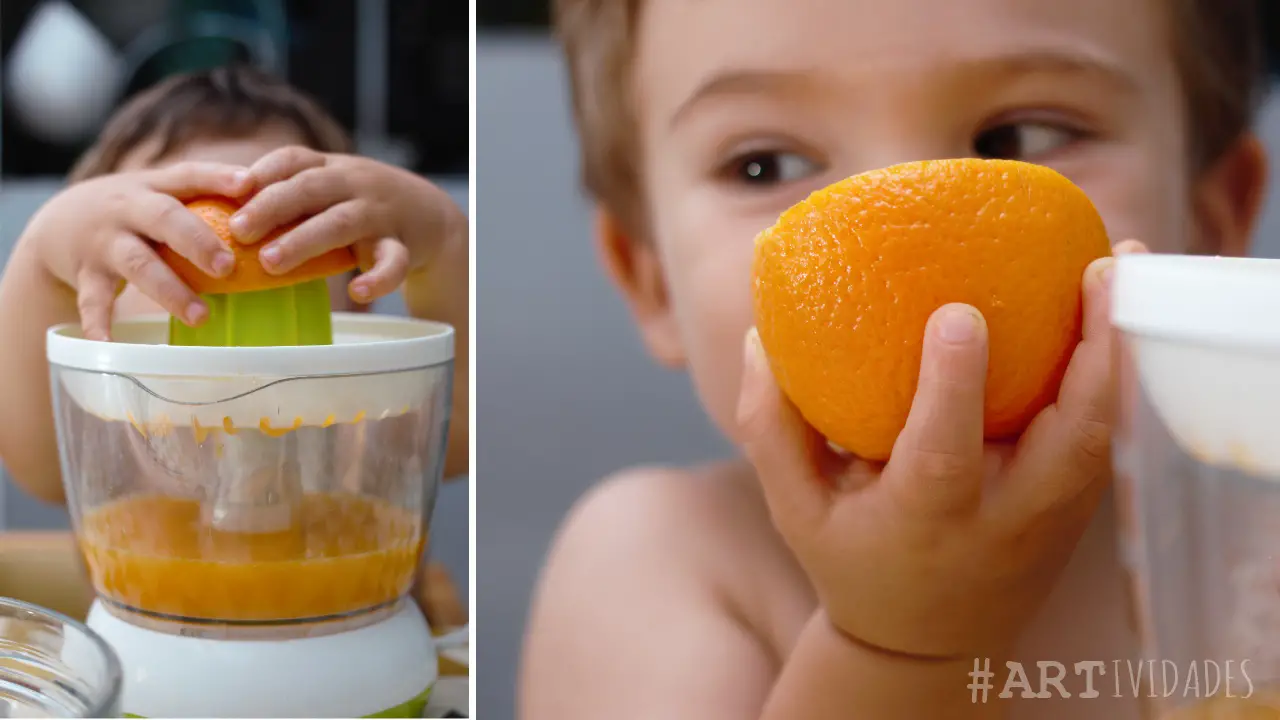 Actividades de escurrir naranjas preescolar