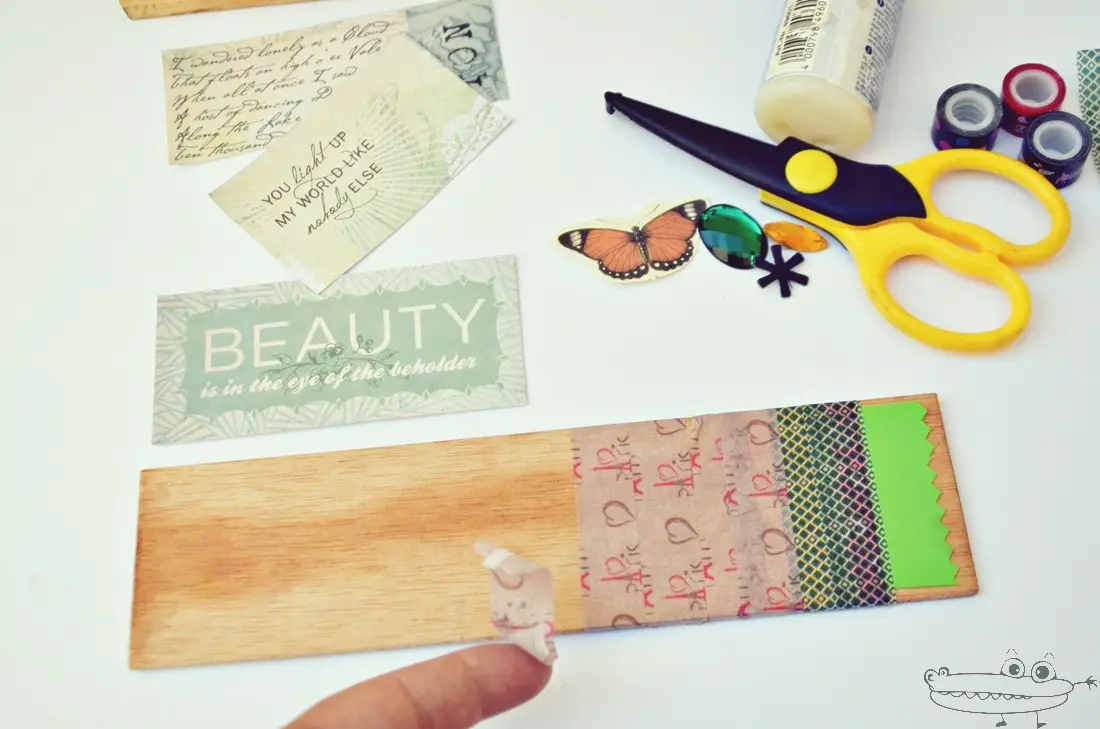 como decorar un lapicero con papel scrapbooking