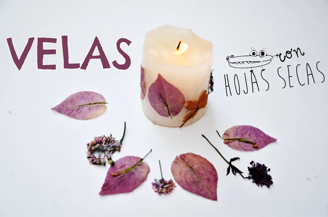 Decoupage con hojas secas y velas