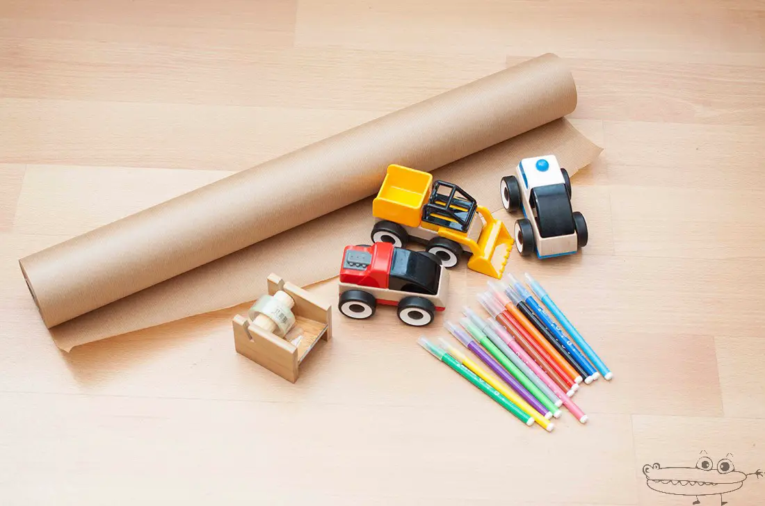 Materiales para juego creativo dibujar con coches