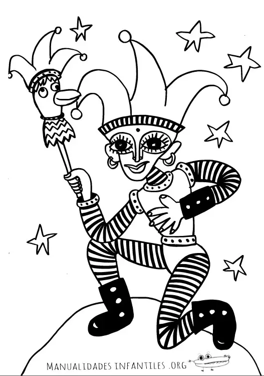 ibujo bufon Mardi Gras Jester Dibujo bufon Mardi Gras Jester