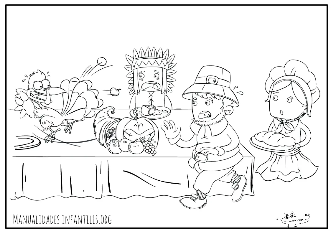 Dibujo cena de Accion de Gracias Dibujo cena de Accion de Gracias