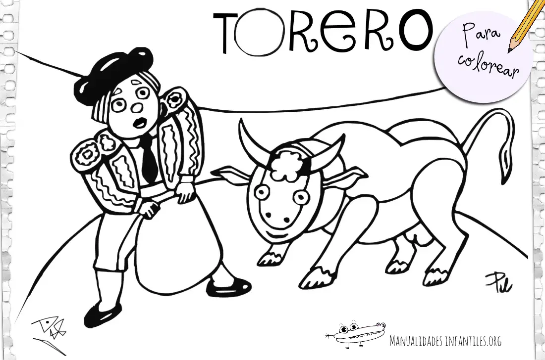 Torero para colorear -Manualidades Infantiles