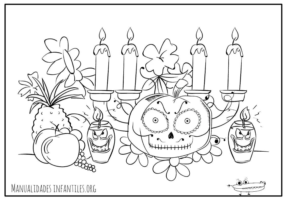 Dibujo de altar para Dia de Muertos