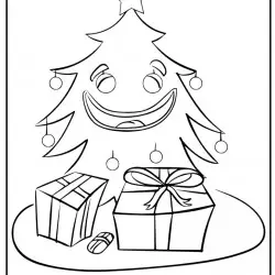 Dibujo de arbol de navidad con regalos