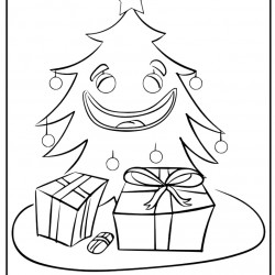 Dibujo de arbol de navidad con regalos