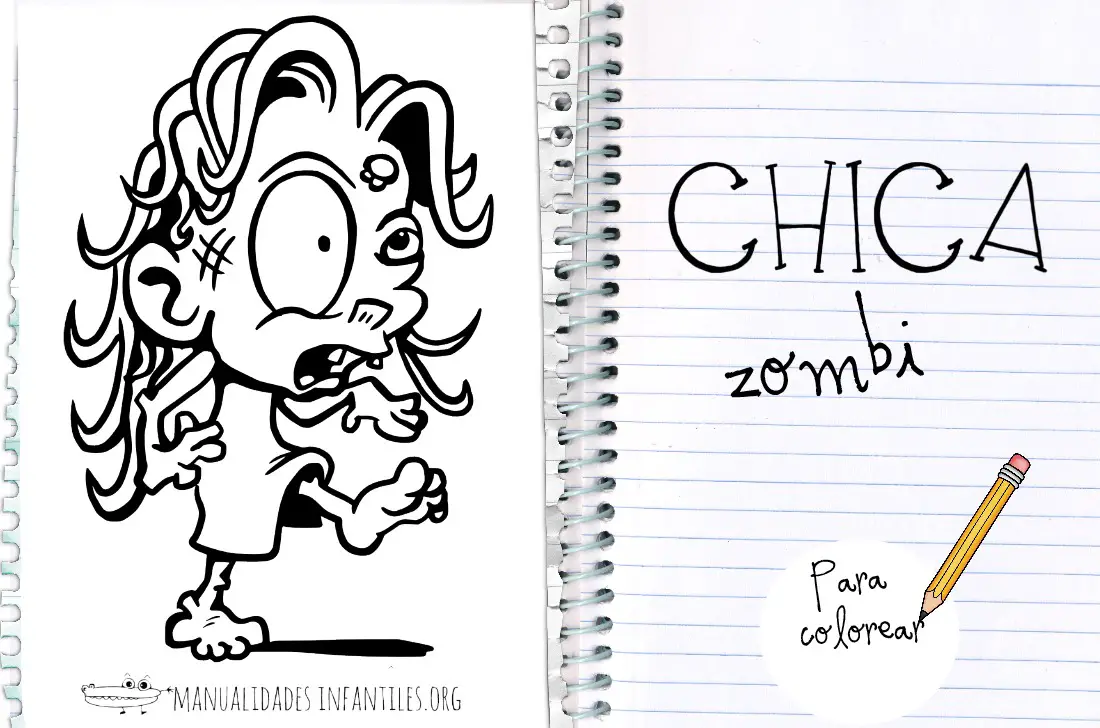 Dibujo de chica zombi para colorear