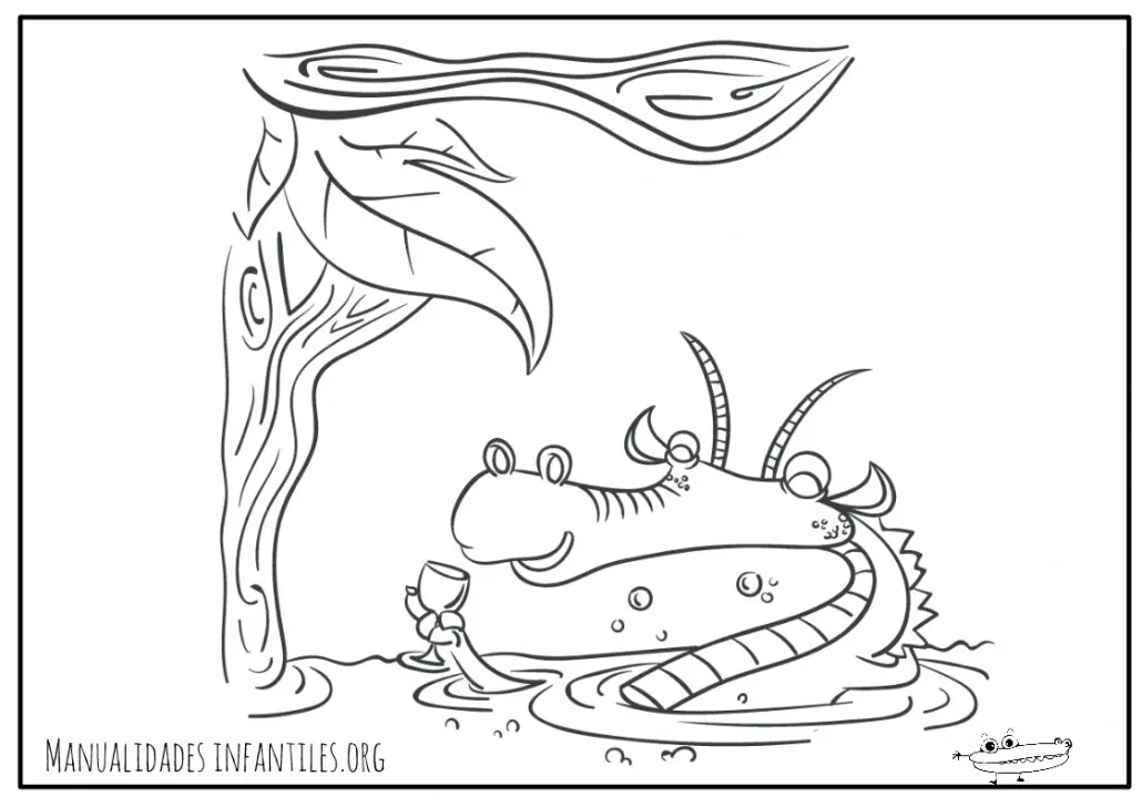 Dibujo de dragon bañandose