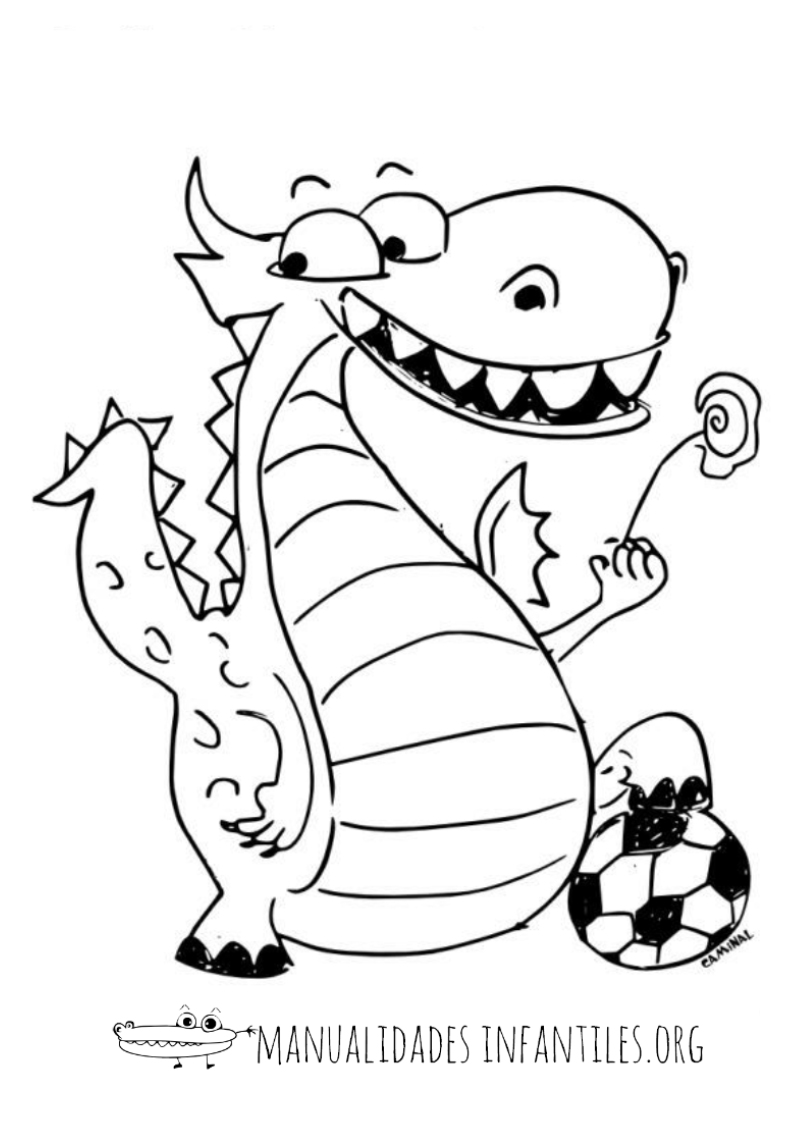 Dibujo de dragon con una pelota