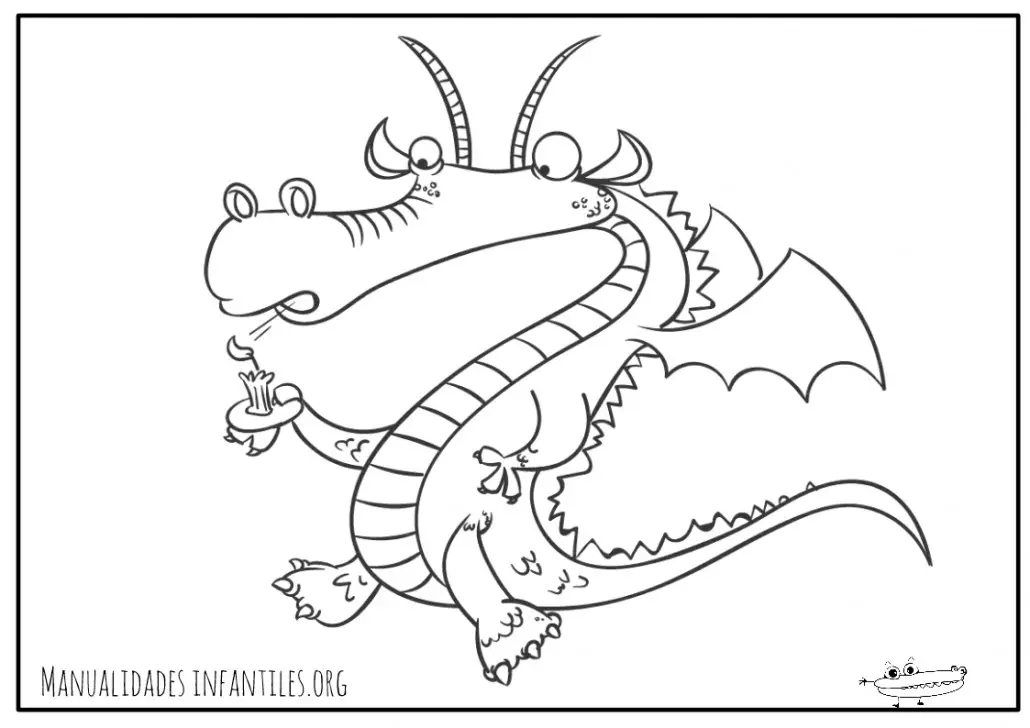 Dibujo de dragon enciende una vela