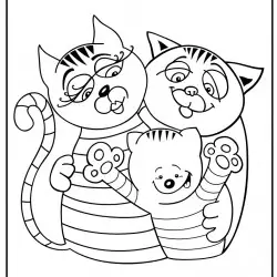 Dibujo de familia de gatos