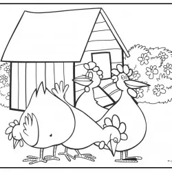 Dibujo de gallinas en la granja