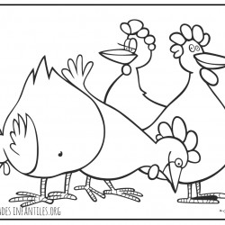 Dibujo de gallinas pastando