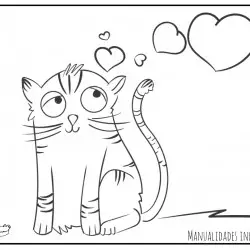 Dibujo de gato enamorado San Valentin