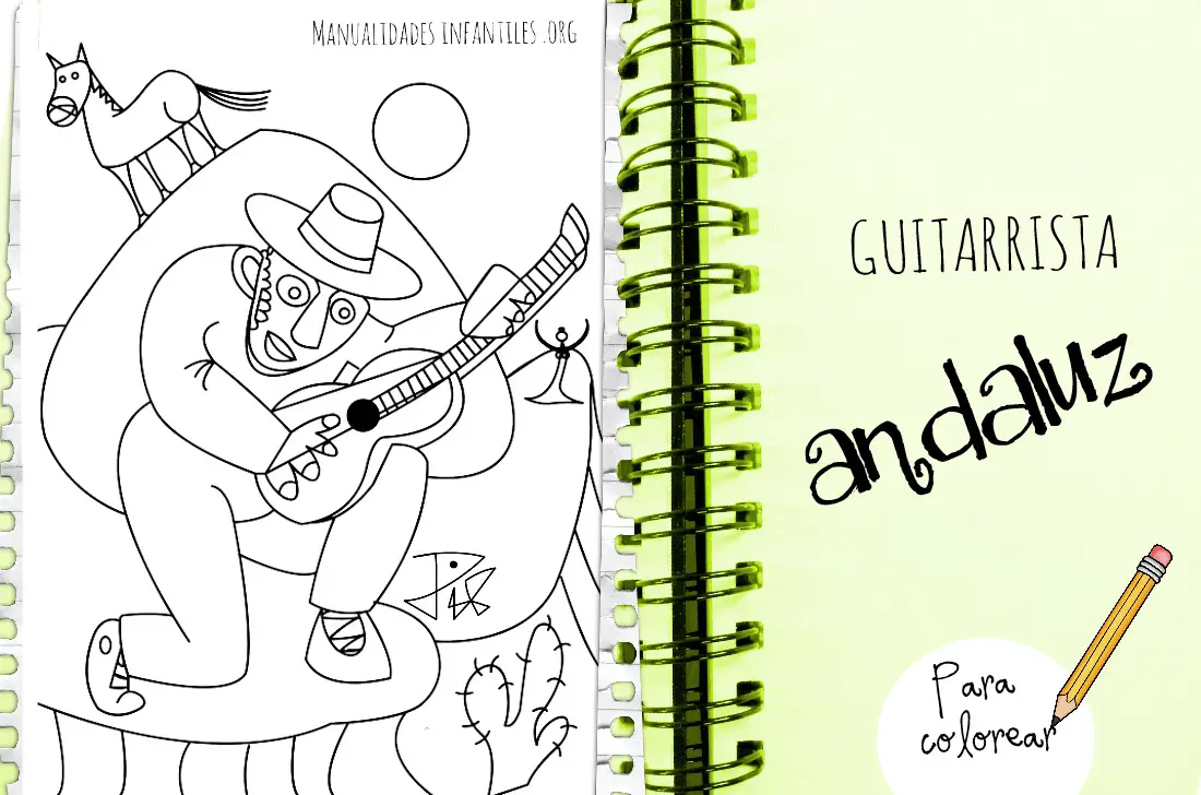 Dibujo de guitarrista andaluz para colorear