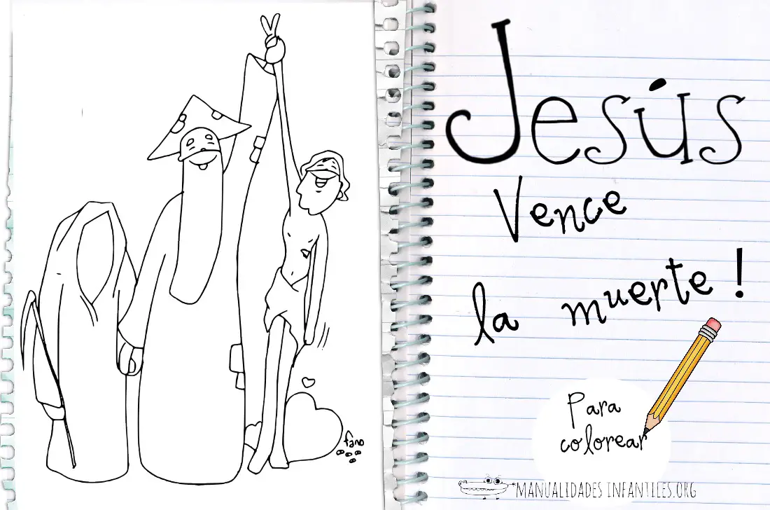 Dibujo de Jesús vence a la muerte -Manualidades Infantiles