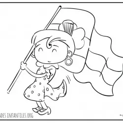 Dibujo de niña con bandera Andalucia