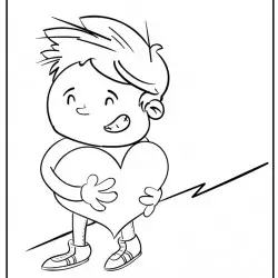 Dibujo de niño abrazando un corazon