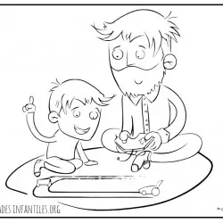 Dibujo de papa jugando al escalestri
