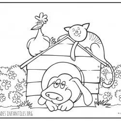 Dibujo de animales cuidando la granja