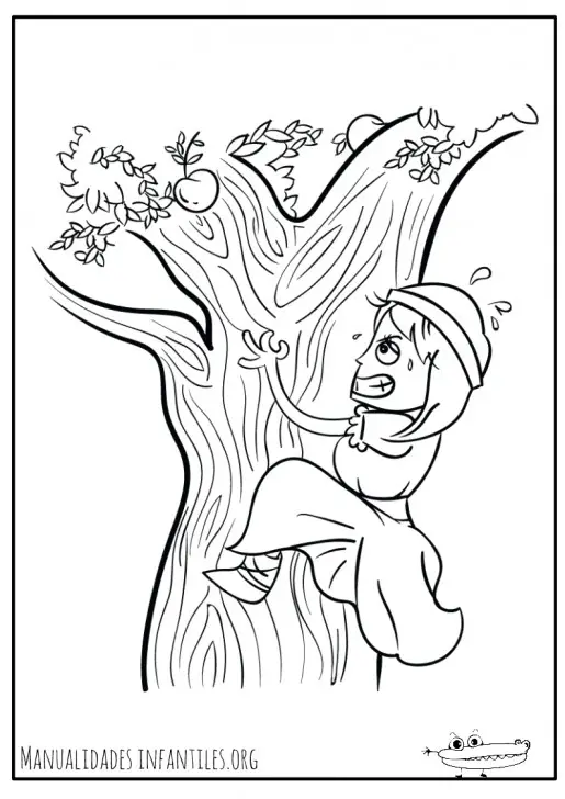 Dibujo de princesa subiendose al arbol