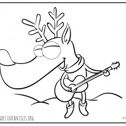 Dibujo de reno Rudolf cantando