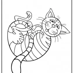 Dibujo de un gato panza arriba