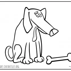 Dibujo de un perro con hueso