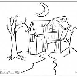 Dibujo de una casa tetrica del bosque