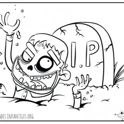 Dibujo de zombi saliendo de la tumba