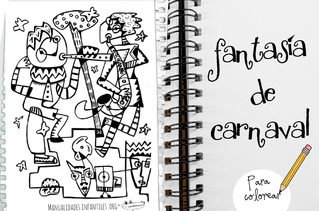Dibujo de Carnaval fantasía abstracta -Manualidades Infantiles