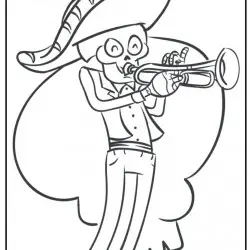 Dibujo mariachi tocando trompeta