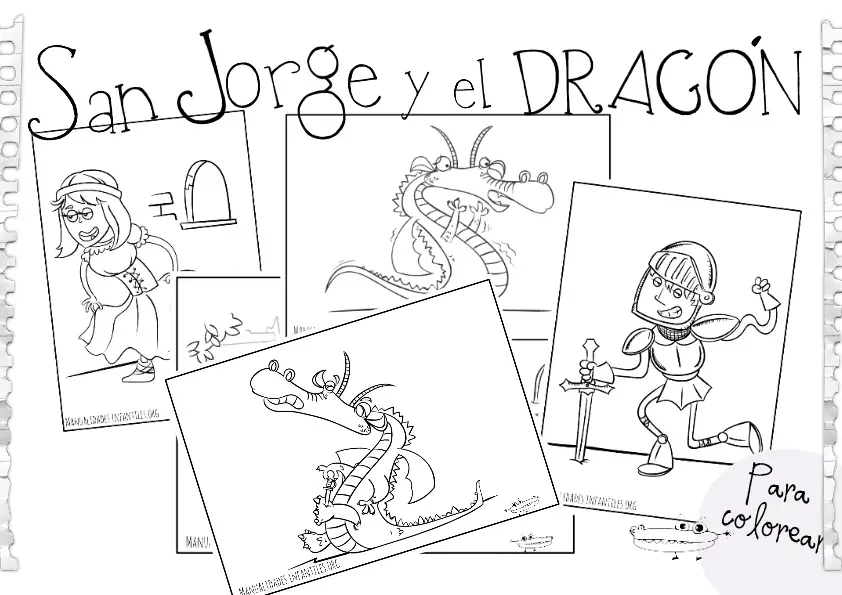 Dibujos de San Jorge y el Dragón para colorear