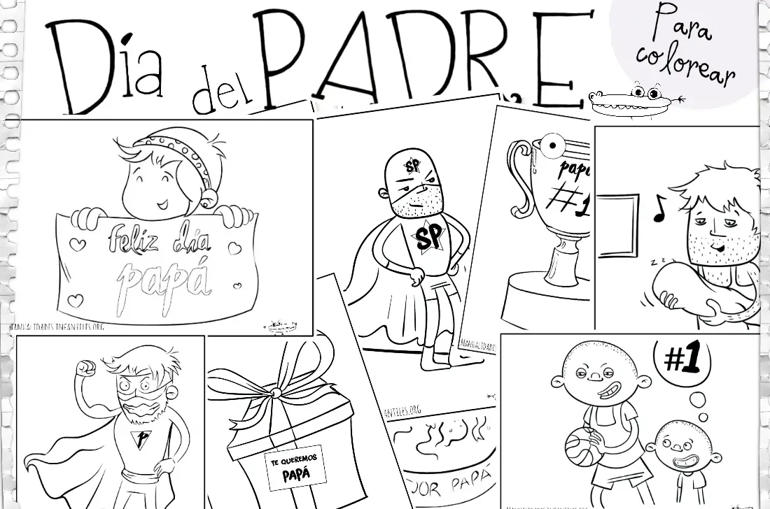Feliz Día Del Padre Ilustración De Dibujos Animados Con Imagen De Padre E  Hijo En Un