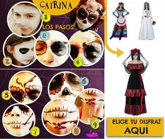 Disfraz y maquillaje de catrina