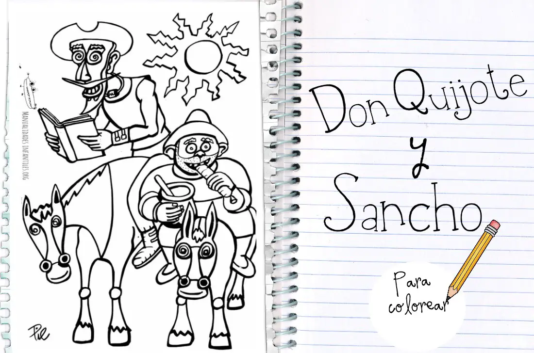Don Quijote y Sancho Panza para colorear