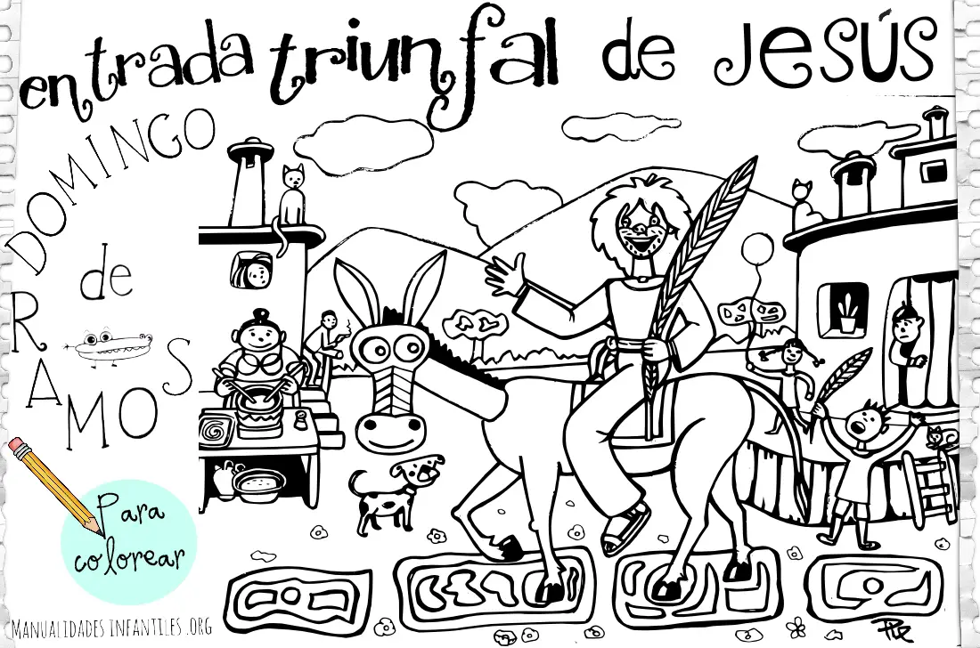 Dibujo de la triunfal de Jesus en Jerusalen